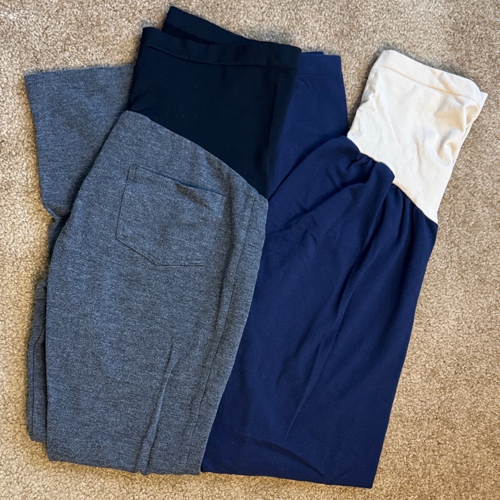 Set of two Motherhood Maternity Leggings - Gray, Navy, and Black